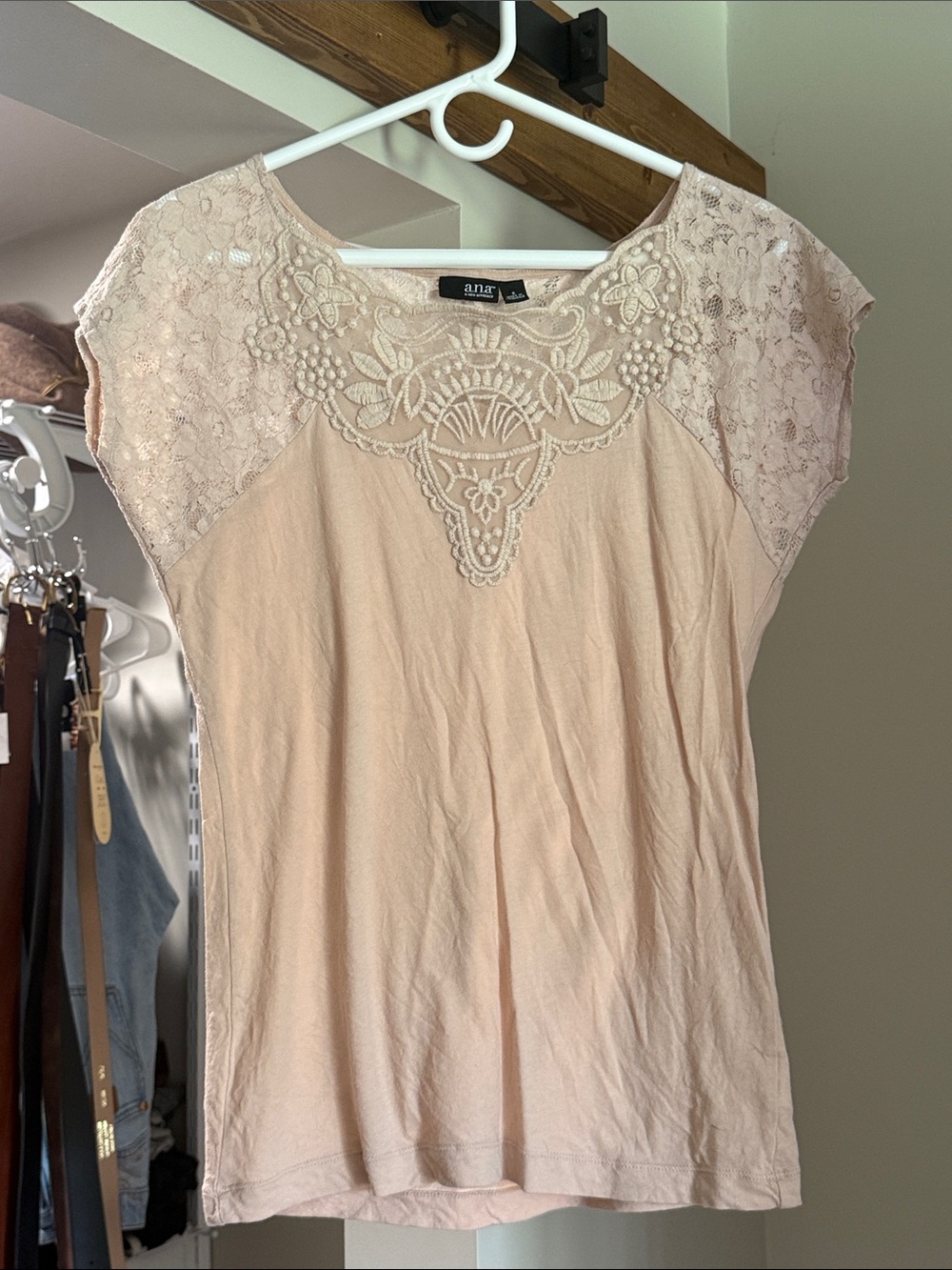a.n.a Lace Yoke Cap Sleeve Top